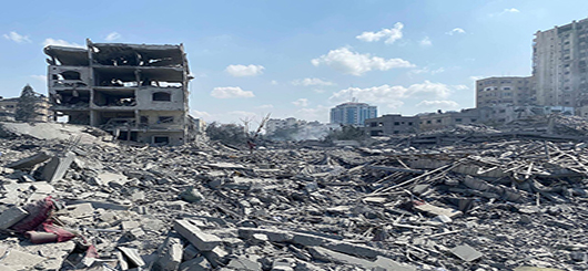 Zerstörungen im Stadtteil El-Remal, Gaza-Stadt, nach den Kampfhandlungen.